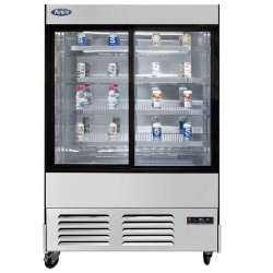 Vitrine acier inox avec côtés vitrés et portes coulissantes 580l - YLM580B