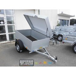Remorque aluminium Humbaur - 165 x 110 cm - ridelles 500 mm capot sécurisé & étanche - 1 essieu - PTAC : 750 kg - HA751611-5+CAP