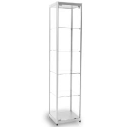 Vitrine colonne cadre aluminium gris et verre trempé 40x40x180 cm