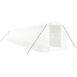 Helloshop26 - Serre tente abri plante fleur légumes avec cadre en acier 24 m² 12 x 2 x 2 m blanc 02_0044559 - blanc acier 3000220216523