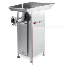 Hachoir à viande professionnel DRC 114 - Machine semi-industrielle en inox AISI 304, marche arrière, triple coupe UNGER