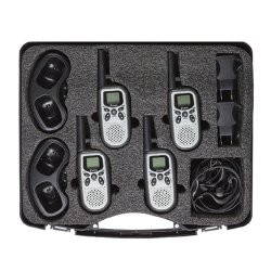 Talkies walkies - Pack de 4 - Portée 10 km - Etanche IP44 - Rechargeable - 0400PR - Mallette PMR446 avec accessoires