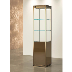 Vitrine d'exposition TM/45VMVA - structure métallique bronze - 45x45x190 cm - serrure et LED intégrés