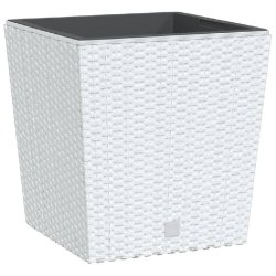 Helloshop26 - Jardinière bac lit surélevé plantes fleurs terrasse jardin et intérieur amovible 21 /32 L rotin PP blanc 02_0038603 - blanc 30002177
