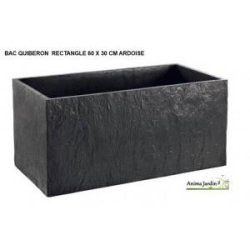 Bac jardinière en béton ciré 60 cm - relief ardoise - robuste et contemporain - 017350