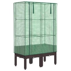 Helloshop26 - Jardinière bac lit surélevé plantes fleurs terrasse jardin surélevée avec housse aspect rotin 80 x 40 x 140 cm Marron 02_0038794 -