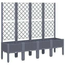 Helloshop26 - Jardinière bac lit surélevé plantes fleurs terrasse jardin avec treillis 160 x 40 x 142 cm PP gris 02_0038267 - gris 3000214160696