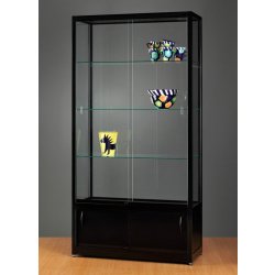Vitrine haute l 100 cm aluminium noir avec rangement