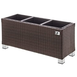 Jardinière en résine tressée - 78 x 27 x 34 cm - Utilisation intérieure et extérieure - Résistante aux intempéries