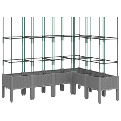 Helloshop26 - Jardinière bac lit surélevé plantes fleurs terrasse jardin avec treillis clair 160 x 120 x 142,5 cm PP gris 02_0038348 - gris 3000214