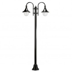 Lampadaire de parc trom - 2 lanternes -ip43 2*e27 42w livré avec son mat- noir