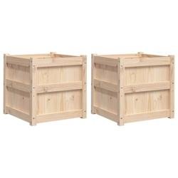 Helloshop26 - Jardinière bac lit surélevé plantes fleurs jardin terrasses lot de 2 bois de pin massif marron 02_0039049 02_0039049 - marron Bois ma