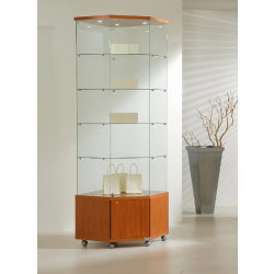 Vitrine haute d'angle 7/22MVA - verre trempé - cerisier - dimensions 68x68x220 cm
