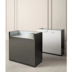 Vitrine comptoir en verre GL-10BVA - Dimensions 100x46x95cm - Porte avec serrure et meuble de rangement intégré