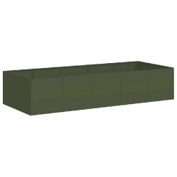 Helloshop26 - Jardinière rectangulaire moderne pour jardin balcon 200 x 80 x 40 cm avec fond ouvert en acier vert olive 02_0051538 02_0051538 - vert