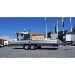 Remorque plateau Humbaur HT 356121 - 2 essieux, roues dessous, ridelles alu, 6100x2100 mm