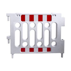 Barrière de sécurité polypropylène 2000mm - adhésif réfléchissant classe 1, pieds rotatifs - Gris / Sans pied / 1200