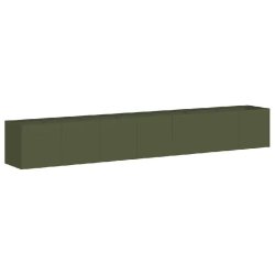 Helloshop26 - Jardinière rectangulaire moderne extérieur 280 x 40 x 40 cm avec fond ouvert finition élégante en acier laminé à froid vert olive