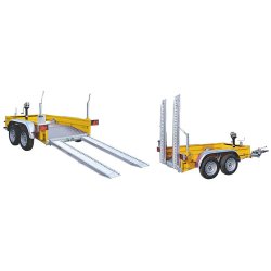 Remorque porte-engin ECIM - 2m, 2 essieux - Châssis galvanisé, rampes alu réglables