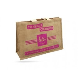 Sac cabas en toile de jute "Tu me fais craquer" - 50 unités - beige A4E117B