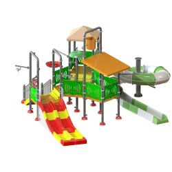 Structure de jeux aquatiques - ARWAPS3B - 15x12m - Hauteur 6,5m - Toboggans 2,4m