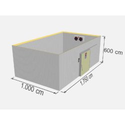 Chambre froide positive industrielle - TD CR-1050 - 1050 m3, panneaux de polyuréthane et porte coulissante