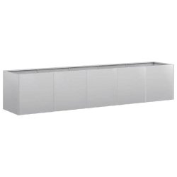 Helloshop26 - Jardinière grande profondeur pour jardin balcon 200 x 40 x 40 cm design moderne en acier galvanisé gris 02_0051476 - gris acier 300023