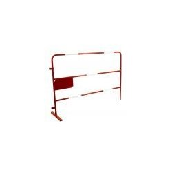 Barrière TP - acier avec peinture époxy - 1,5 x 1 m - rouge avec bandes réfléchissantes