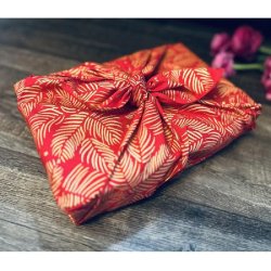 Furoshiki Paradis doré rouge/or réutilisable 55x55 cm