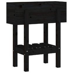 Helloshop26 - Jardinière bac lit surélevé plantes fleurs terrasse jardin 62 x 30 x 69 cm bois massif de pin noir 02_0037750 - noir Bois massif 3000