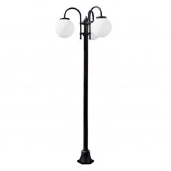 Lampadaire de parc boom-3 bras en forme de boules- ip43 e27 42w noir livré avec son mat hauteur totale de 1915 mm