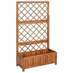Helloshop26 - Jardinière lit surélevé plantes fleurs jardin avec treillis 85 x 38 x 150 cm bois massif d'acacia 02_0000963 - Bois massif 3000072991531