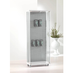 Vitrine d'exposition pour accroche broches 73-BLVA - blanc poli - dimensions 73x39x180 cm