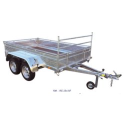 Remorque mutli-usage ridelle arrière rabattable, roues extérieures,1 essieu, PTC 750 kg - ECIM - RE 254 SF