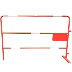 Barrière de chantier rouge petite plaque - l1,50 x h1 m/ø 25 mm