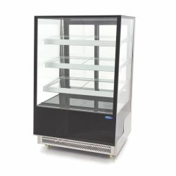 Maxima - Vitrine réfrigérée 500L sur roulettes, LED, double vitrage, 3 étagères en verre réglables, porte coulissante arrière, 120x80,5x144,5 c