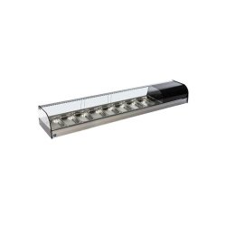 Presentoir réfrigérée pour tapas avec vitre curbe, 8x GN 1/3 h 40 mm 1926x410x250 mm - VIRTUS - 0645760826196
