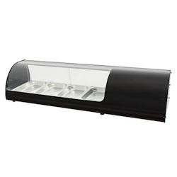 Vitrine réfrigérée pour tapas avec 4 gn 1/3 verre courbe - 1105x400x285 mm - 160 W 230/1V - 13C42114 Eurast - inox 13C42114