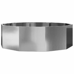 Helloshop26 - Jardinière ronde moderne de jardin extérieur 120 x 120 x 35 cm facile à déplacer en acier galvanisé argent 02_0052969 - acier 30002