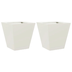 Helloshop26 - Jardinière bac lit surélevé plantes fleurs jardin terrasses lot de 2 30 x 30 x 30 cm acier blanc 02_0038914 - blanc acier 3000217977222