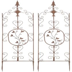 Décoshop26 - Lot de 2 treillis de jardin support pour plantes grimpantes 122x35 cm en métal marron vielli 10_0003825 10_0003825 - métal 3000251792003