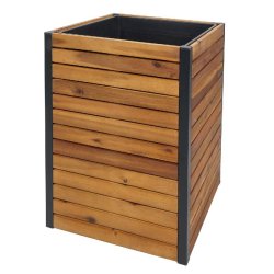 Mendler Bac à plantes HWC-L23, bac à fleurs surélevé, extérieur en bois d'acacia certifié FSC® Aluminium ~ 60x42x42cm brun - marron Bois massif 98582