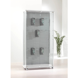 Vitrine d'exposition fond perforé 93BLVA - blanc poli - dimensions 93x39x180 cm