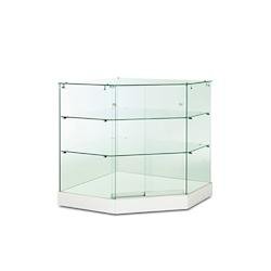 Edimeta Vitrine d'exposition en verre trempe securise modele angle blanc - blanc verre 222102