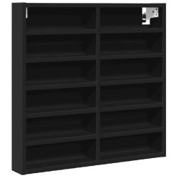 Helloshop26 - Armoire à vitrine classique moderne 60 x 8 x 58 cm rangement pratique salon chambre en bois d'ingénierie noir 02_0049519 - noir Bois m
