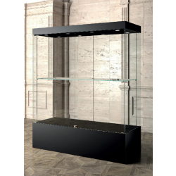 Vitrine centrale large muséographique MU/160VA - 160x60x190 cm - Verre trempé, LED, serrure et tablette réglable