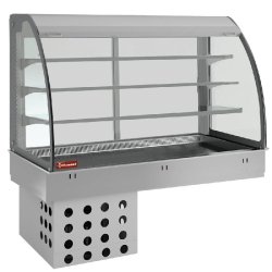 Diamond - Elément top et vitrine sur 3 niveaux ouverte (avec rideau), réfrigérés, ventilés, 5x GN 1/1 - réf. DPA/TVA318-R2 - gris inox AKS-DPA/T