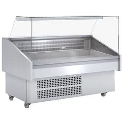 EURAST - Vitrine d’exposition réfrigérée pour poisson. Socle avec roulettes - 1285x915x1235 mm - 990 W 230/1V - 24F62199 - gris inox 24F62199