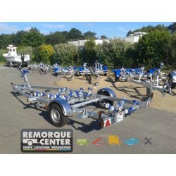 Remorque porte-bateau immergeable Sun Way FAST D2413 - PTAC 1350Kg - Kit rouleaux - 1 essieu freiné