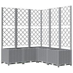 Helloshop26 - Jardinière bac lit surélevé plantes fleurs terrasse jardin avec treillis clair 120 x 120 x 136cm polypropylène gris 02_0038341 - gri
